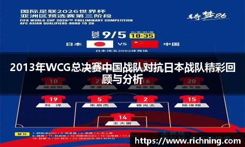 2013年WCG总决赛中国战队对抗日本战队精彩回顾与分析